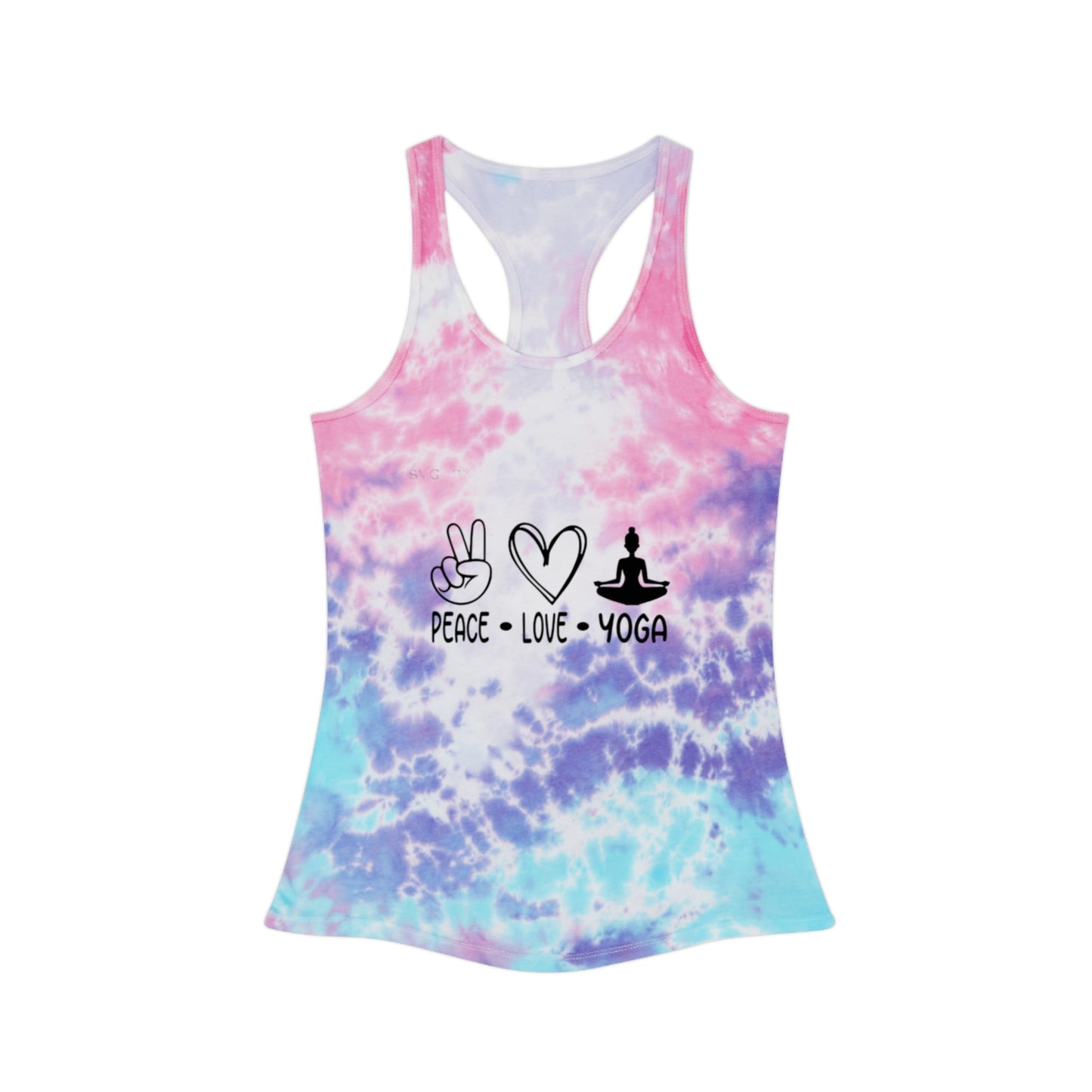 Peace Love Yoga Tie Dye Racerback Tank Top