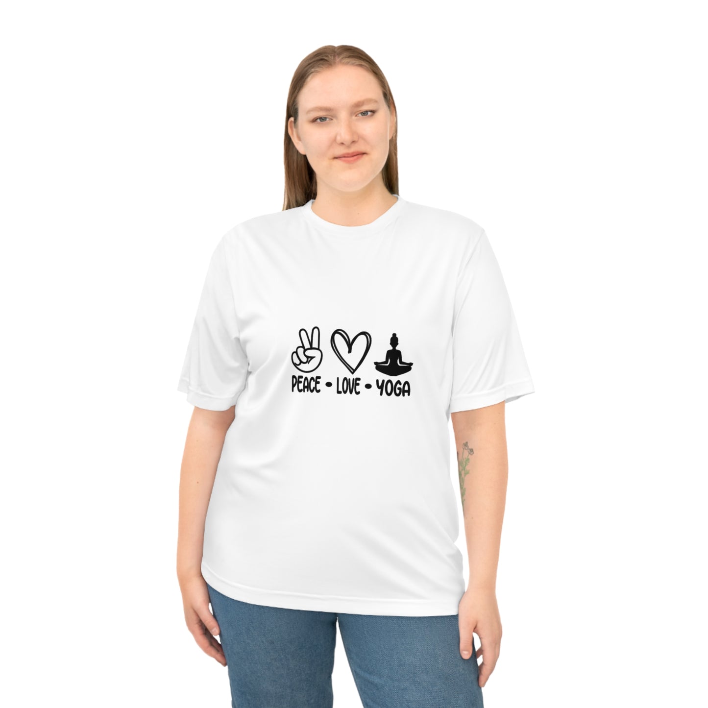 Peace Love Yoga Unisex Zone Performance T-shirt