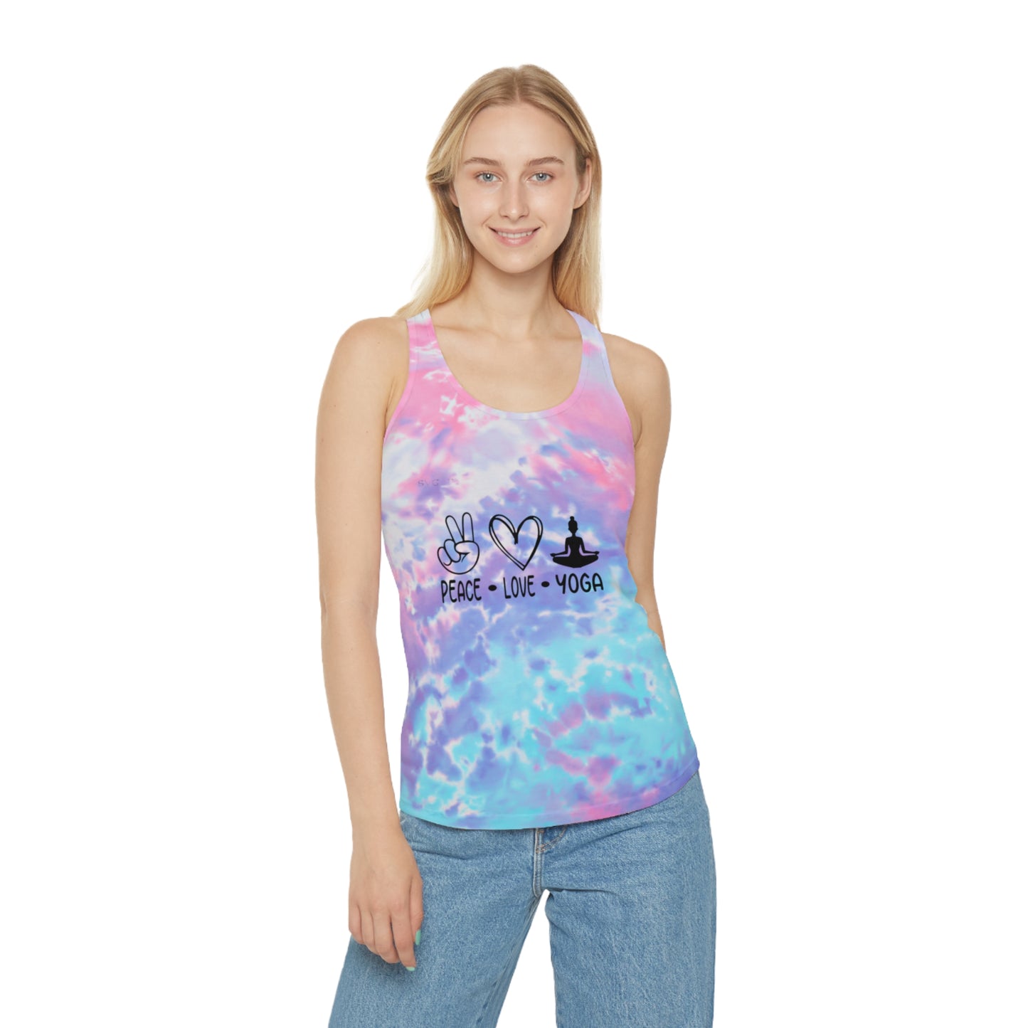 Peace Love Yoga Tie Dye Racerback Tank Top