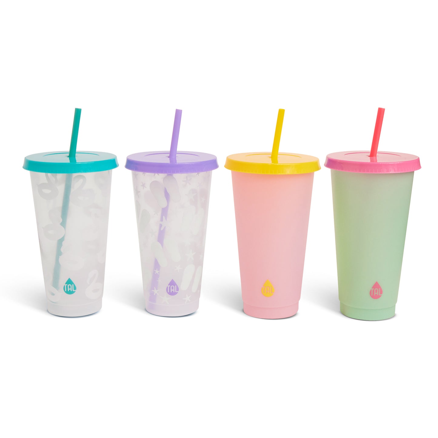 Personalized plastic cup with lid and straw